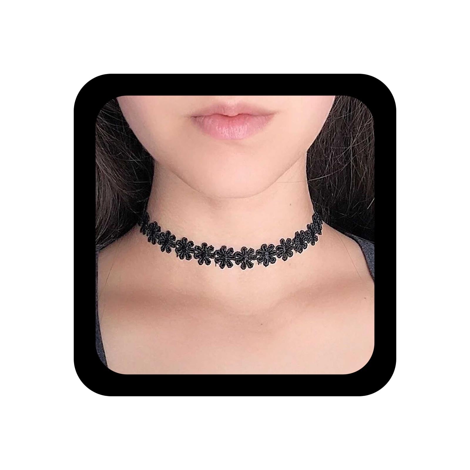 Amazon.com: Yheakne Boho Flower Lace Choker Necklace Black Lace